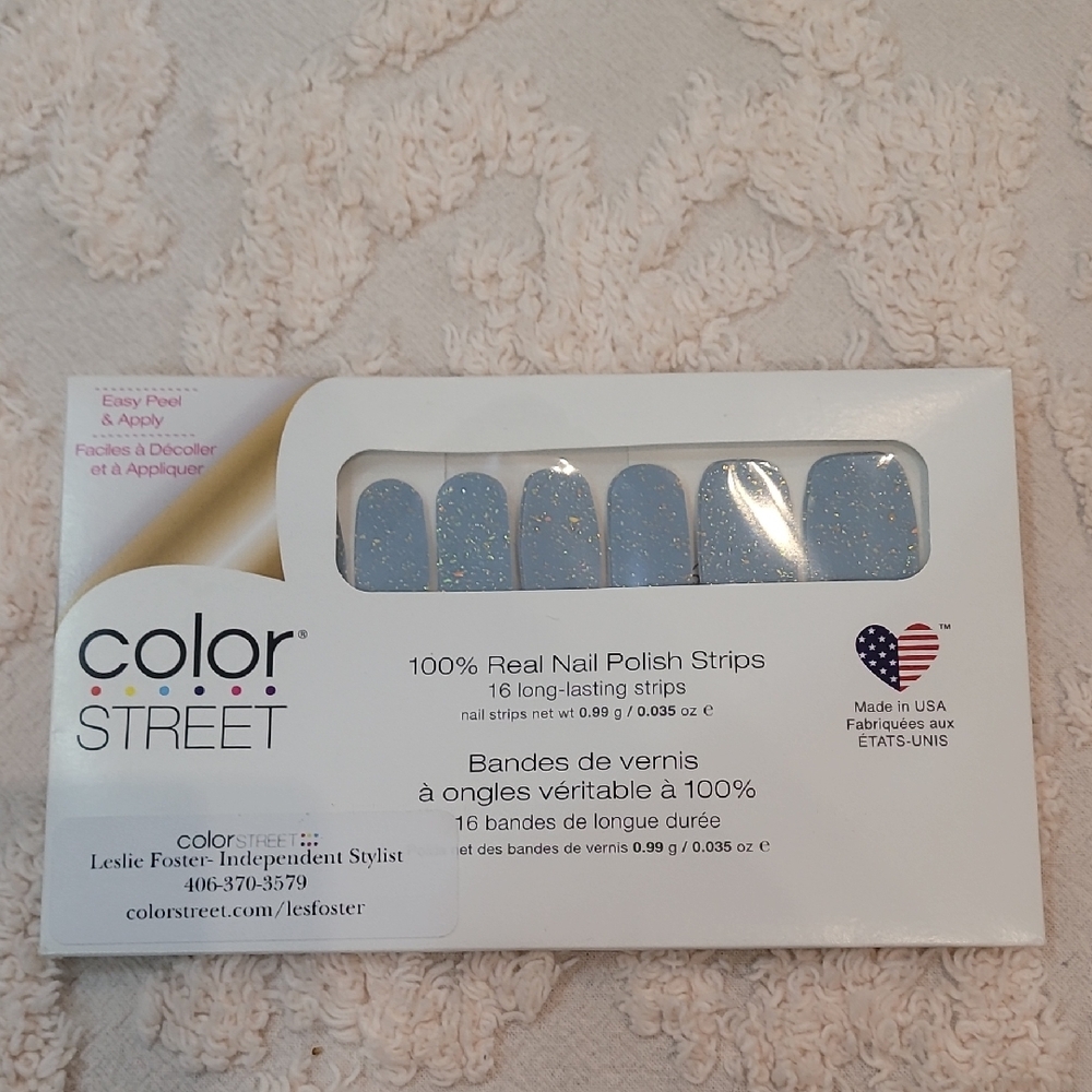 Color Street Nail Polish Strips - Blue with Gold Glitter